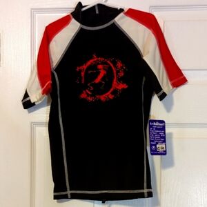 Boys Red and Black Rash Guard Shirt By Sunspecs Size Large NWT